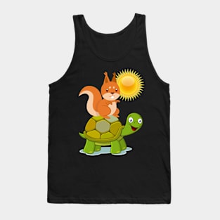 The squirrel is riding on a turtle Tank Top